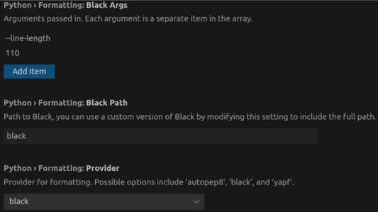 How to Use Black Args in VS Code