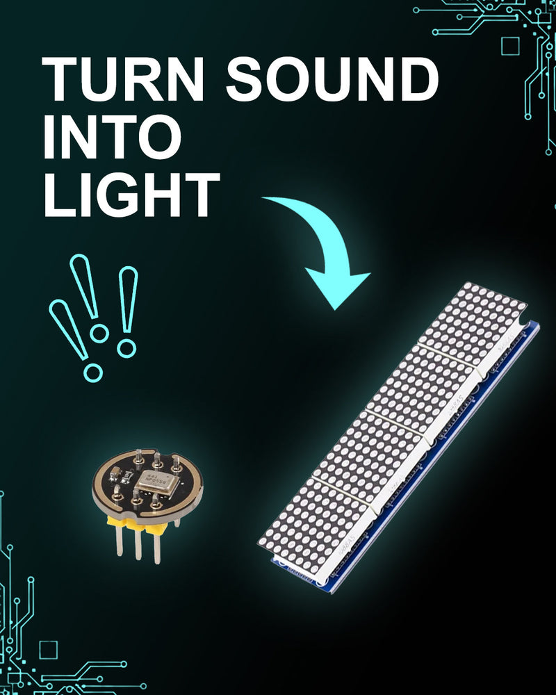 Turn Sound Into Light: INMP441 microphone and MAX7219 LED matrix for an ESP32 sound visualizer