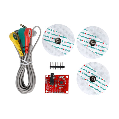 ShillehTek AD8232 ECG Module kit with colored electrode cables and adhesive pads