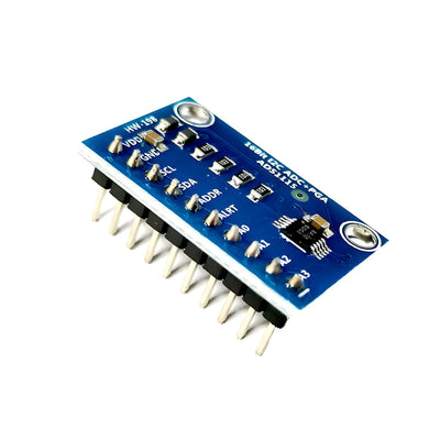 Close-up of ShillehTek Pre-Soldered ADS1115 ADC Analog to Digital Converter Module showing pins and components