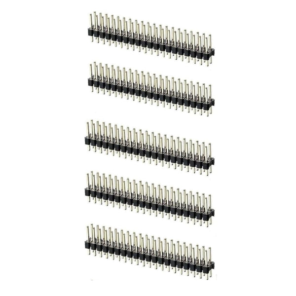 Five sets of ShillehTek 5pcs dual male header pins arranged vertically