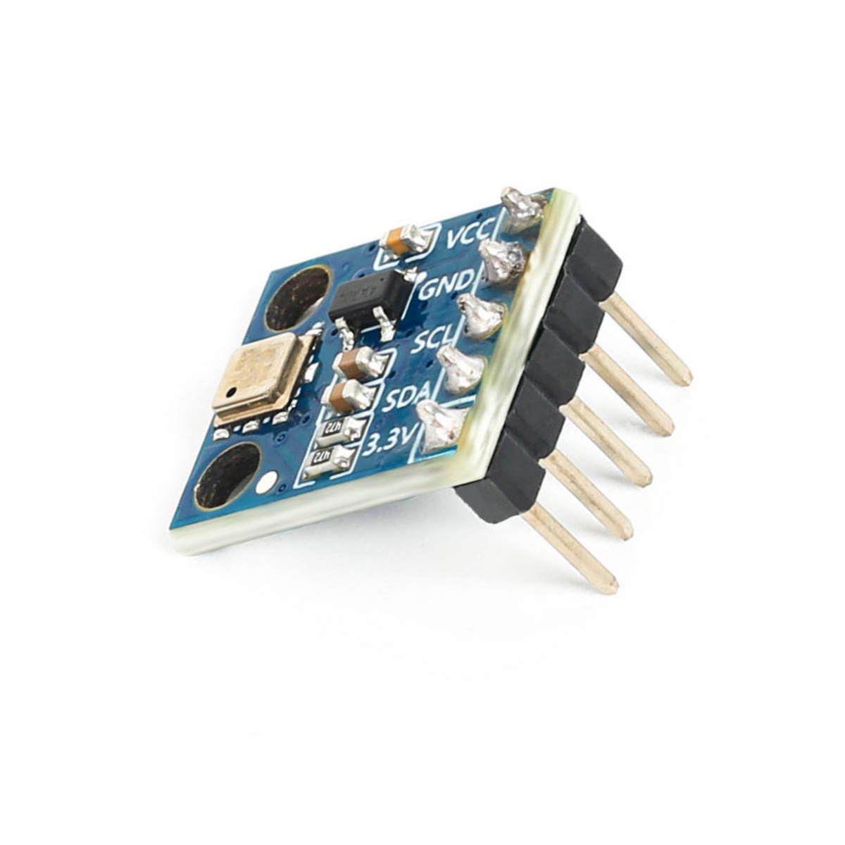 Close-up of ShillehTek pre-soldered BMP180 pressure and temperature sensor module