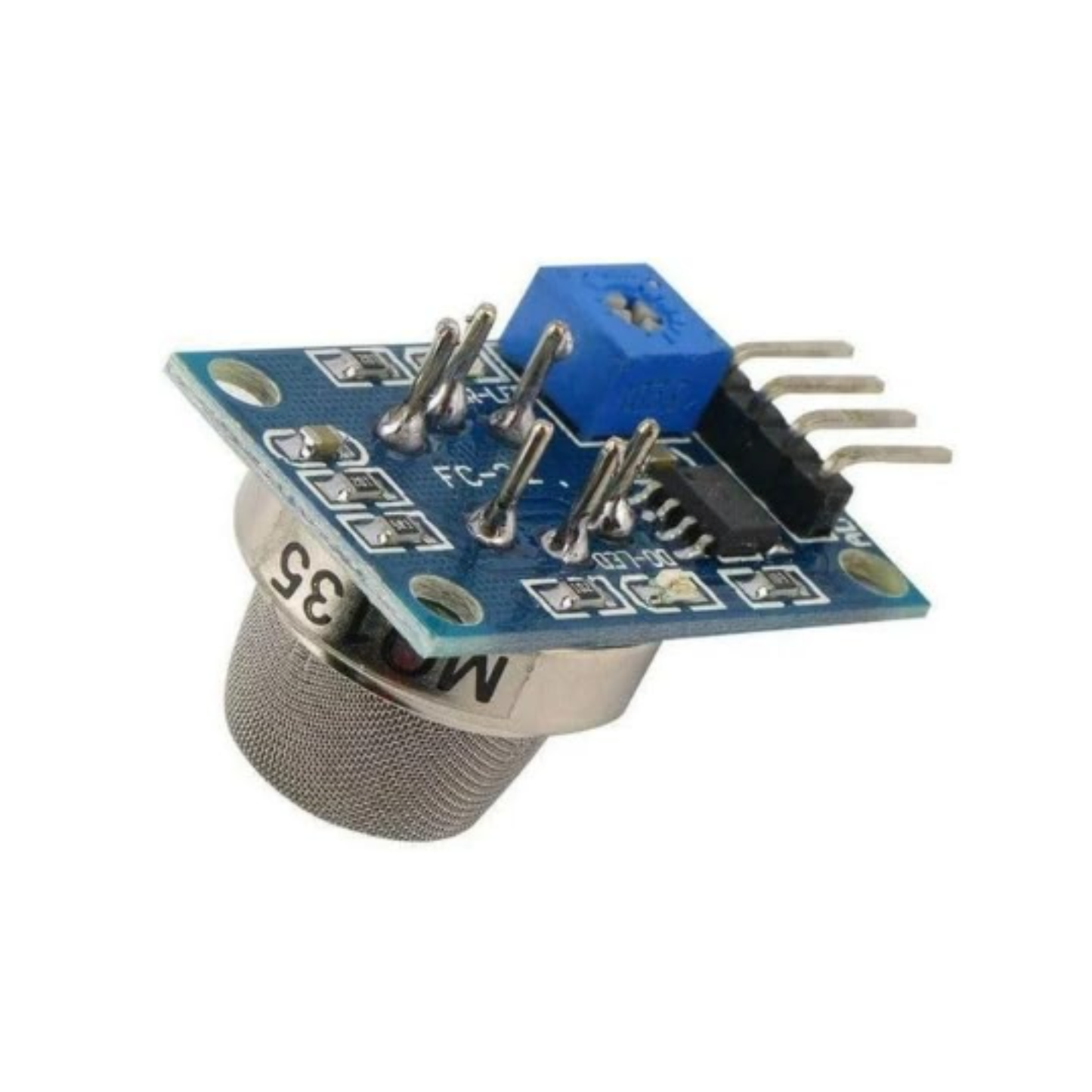 Electronic components and pins on ShillehTek MQ-135 gas sensor module