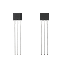 49E linear hall effect magnetic sensor with three metal pins shown from front and back sides