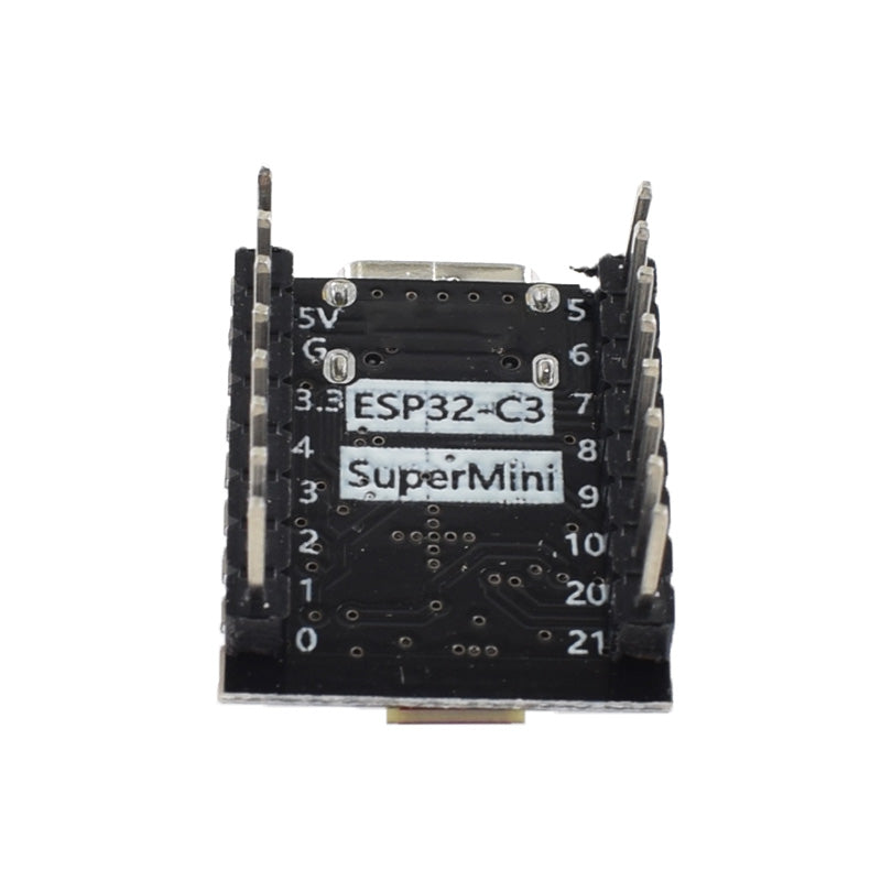 Side view showing pins and USB-C port on ESP32-C3 4MB Pre-Soldered WiFi Dev Board for Arduino