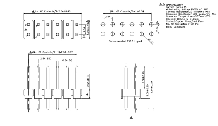 ShillehTek 5pcs Dual Male Header Pins for Raspberry Pi GPIO