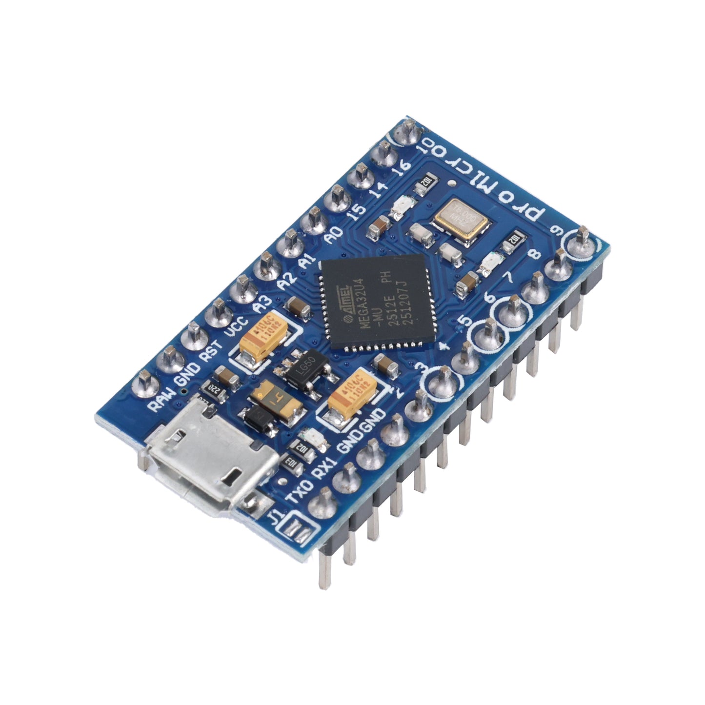 Angled view of Pro Micro ATmega32U4 Type-C pre-soldered development board