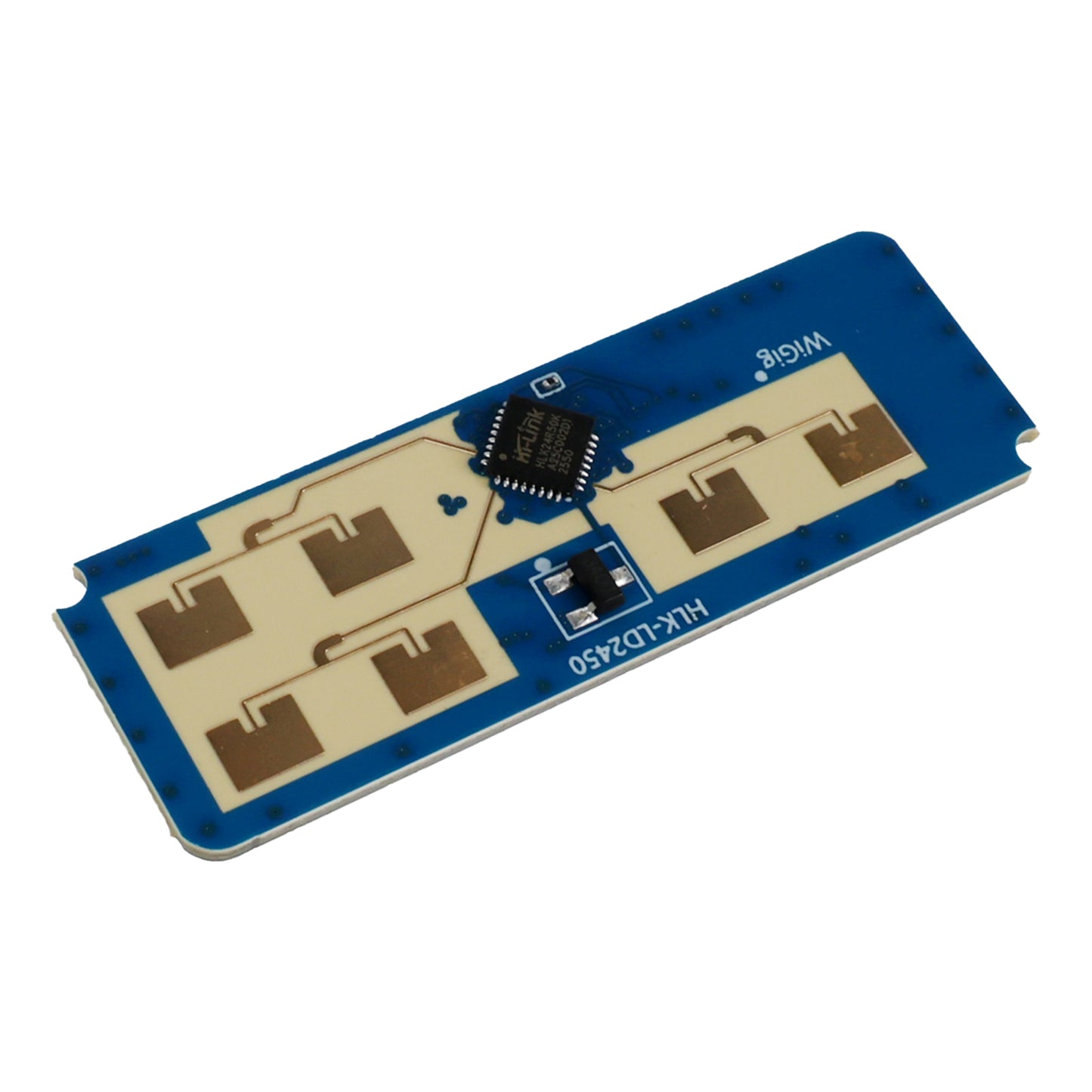 HLK-LD2450 24GHz mmWave radar sensor module with integrated chip and antenna array on blue PCB