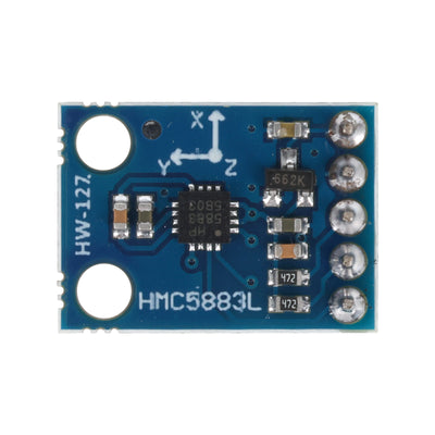 Close-up top view of HMC5883L GY-273 3-axis magnetometer compass module for Arduino and ESP32