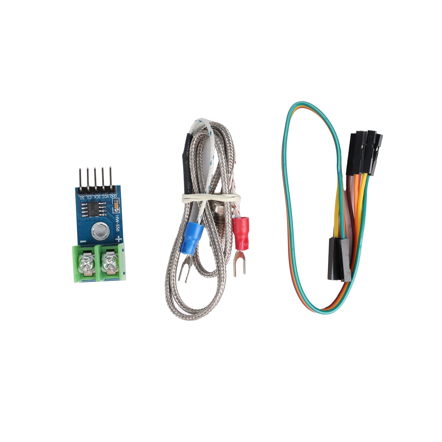 MAX6675 thermocouple module with K-type sensor and jumper wires for temperature measurement up to 1024 degrees