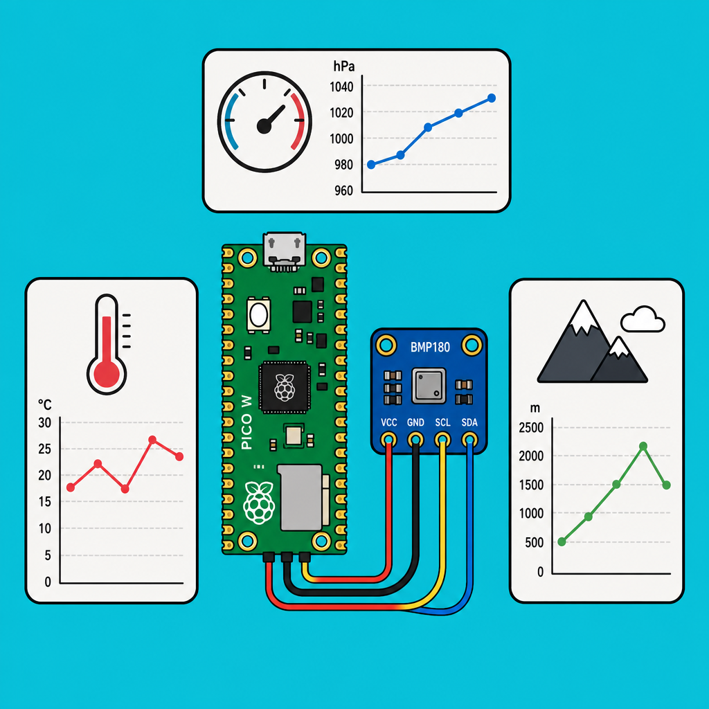 Pico W BMP180: Pressure, temp, altitude readings | ShillehTek