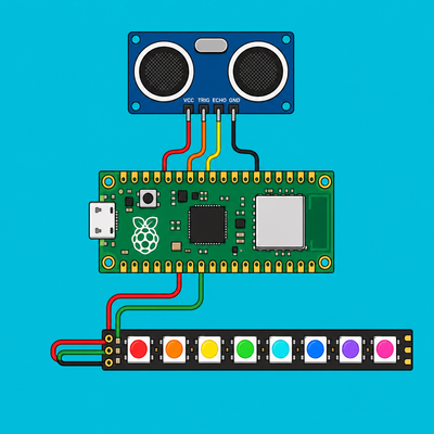Raspberry Pi Pico W HC-SR04: Obstacle Detection LEDs