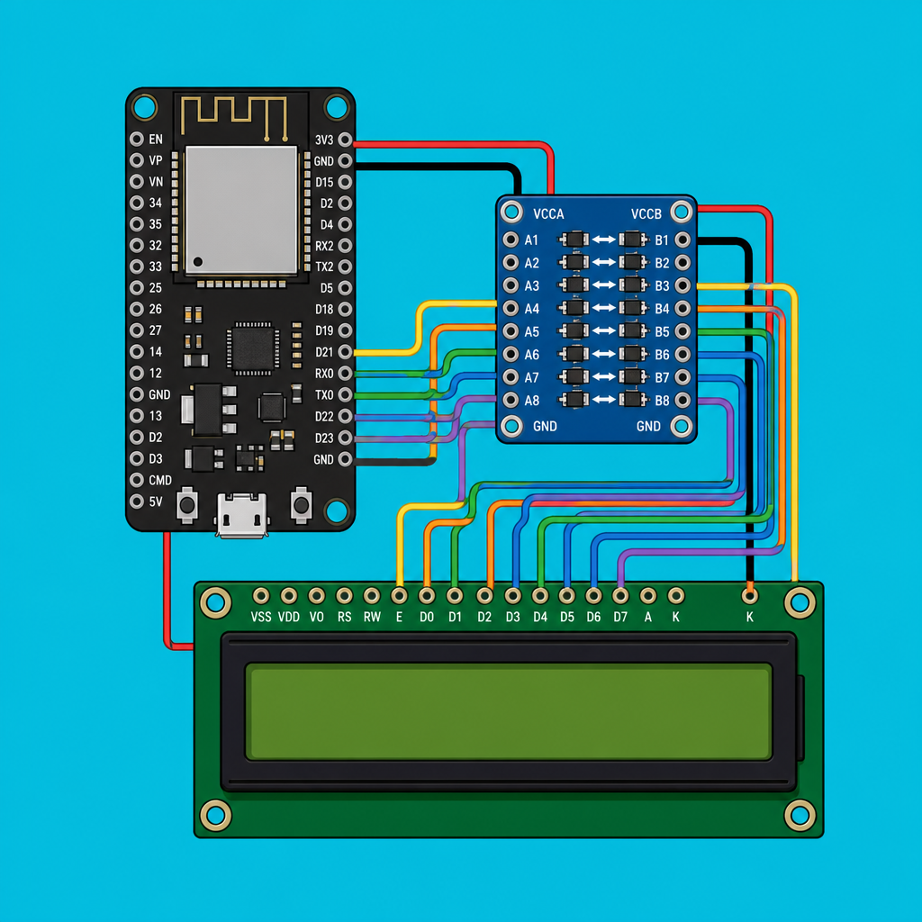 ESP32 + LCD1602: Blink Hello World with Logic Level Shifter | ShillehTek