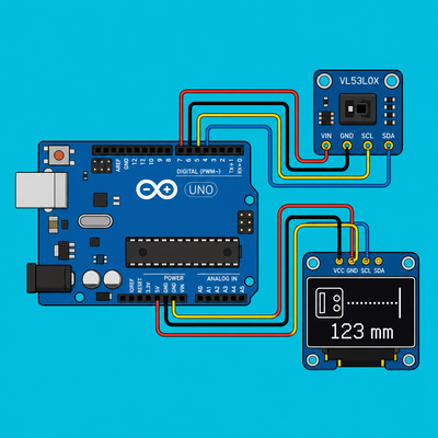 Arduino Uno VL53L0X: Show Distance on SSD1306 OLED
