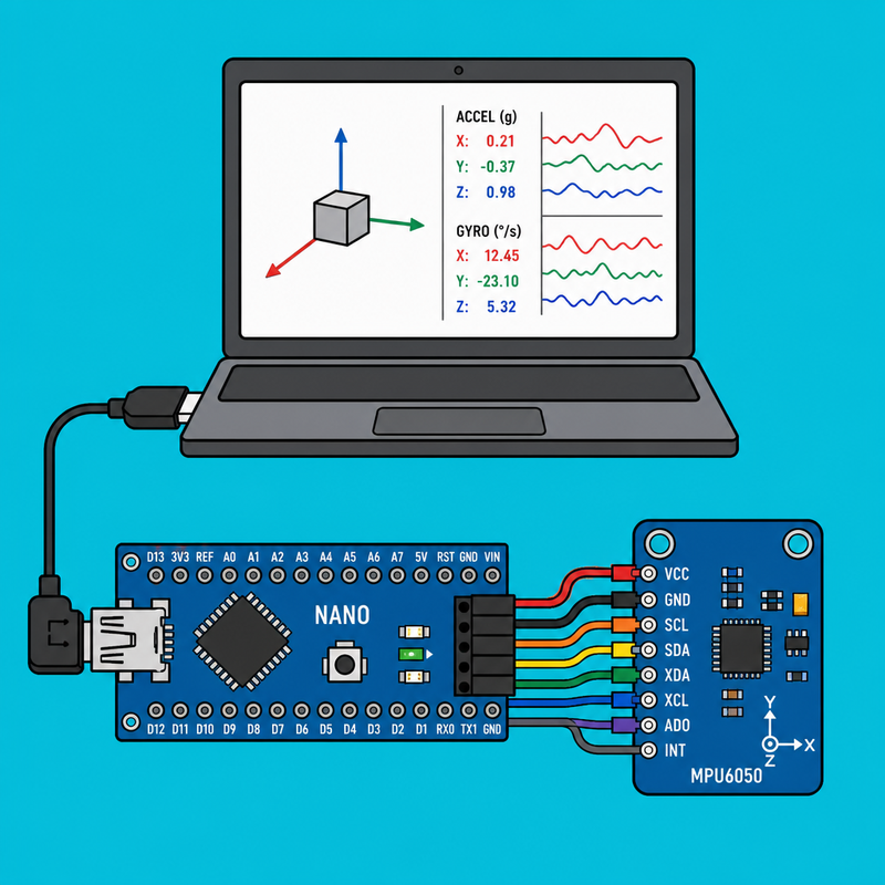 Arduino Nano MPU6050: Stream Accel and Gyro Data | ShillehTek