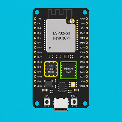 ESP32-S3-DevKitC-1 N16R8 PSRAM: Verify 16MB + 8MB