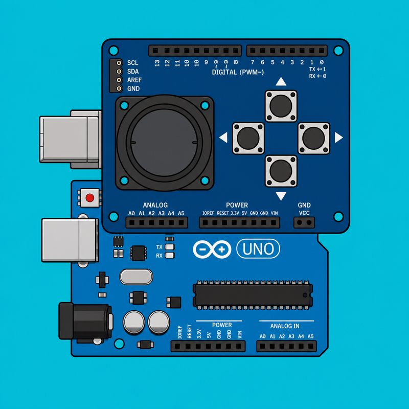 Arduino UNO Joystick Shield: USB Gamepad or nRF24 TX | ShillehTek