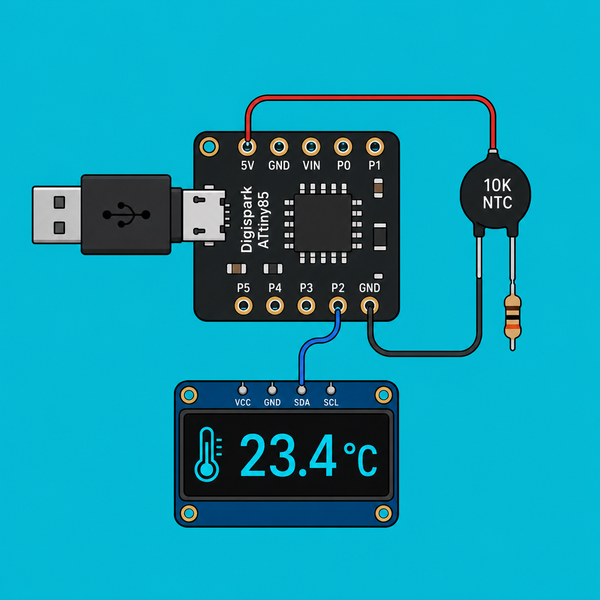 Digispark ATtiny85 Thermistor: Phone USB Thermometer Readout | ShillehTek
