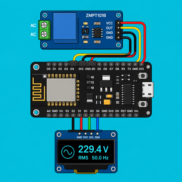 ESP8266 ZMPT101B: True RMS AC Voltage Dashboard | ShillehTek