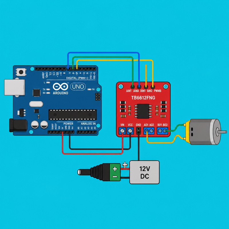 Arduino TB6612FNG: Control a 12V DC Motor | ShillehTek