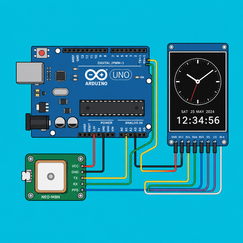 Arduino Uno NEO-M8N GPS: Local Time Clock Display | ShillehTek