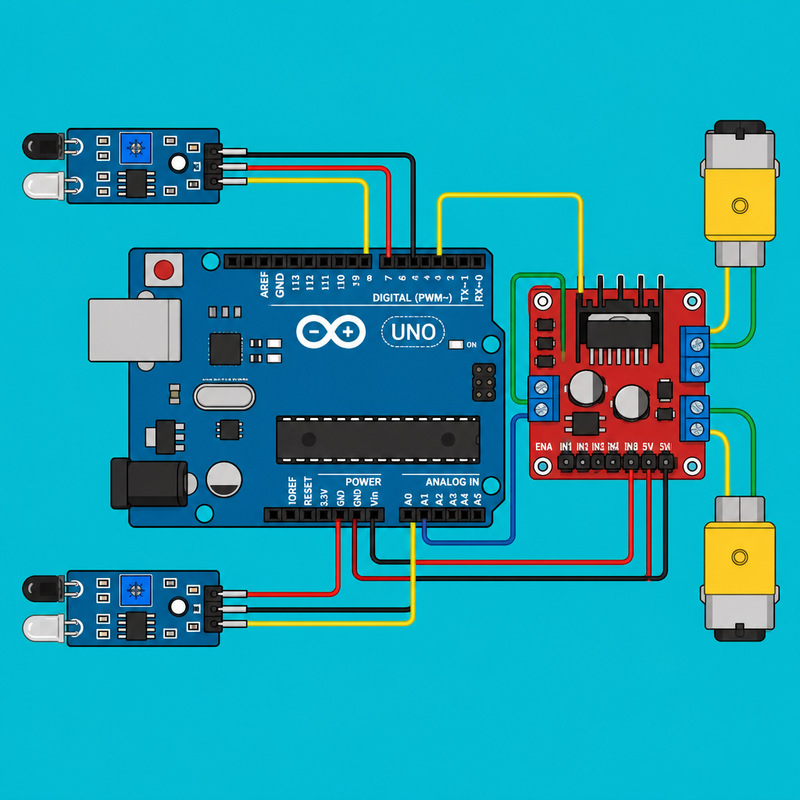 Arduino Uno IR Line Sensors: Build a Line Follower Robot | ShillehTek