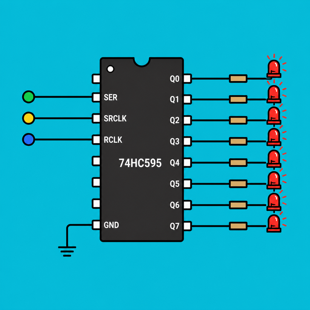Arduino 74HC595: Drive 8 LEDs from 3 Pins | ShillehTek