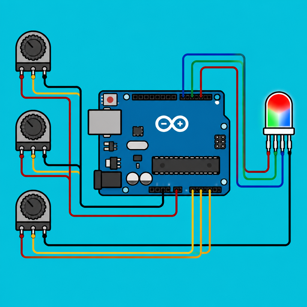 Arduino Uno RGB LED: Mix Colors with Three Knobs | ShillehTek