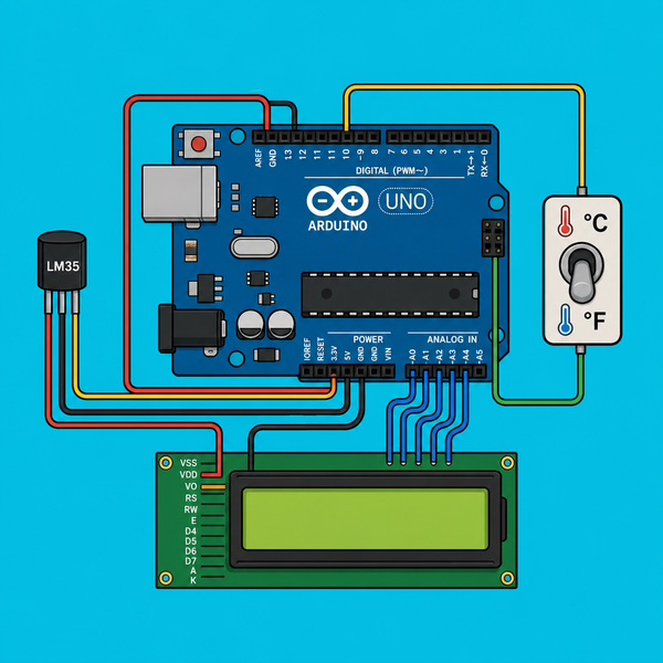 Arduino Uno LM35: LCD Thermometer With C/F Toggle | ShillehTek