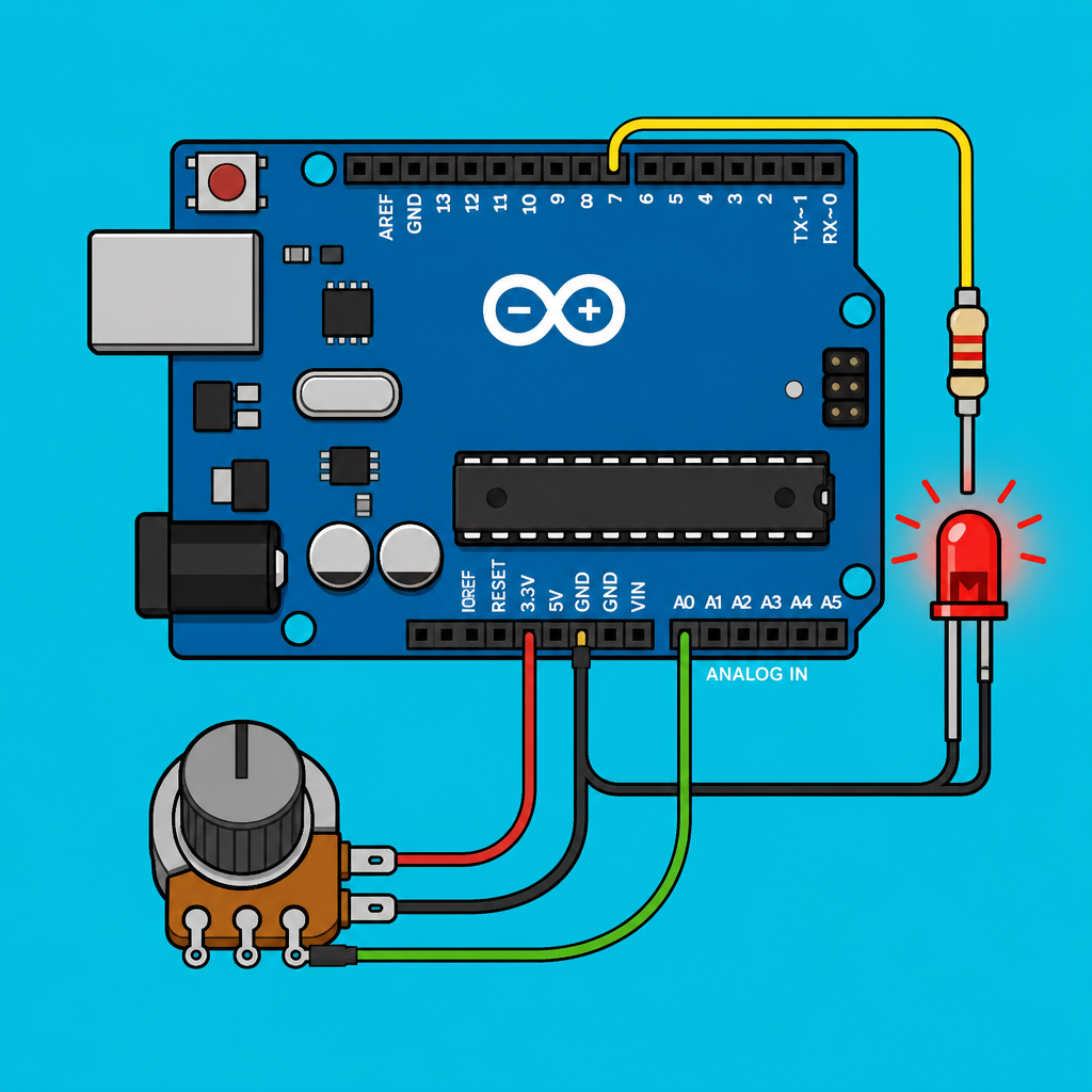 Arduino Uno Potentiometer: Control LED and Servo | ShillehTek