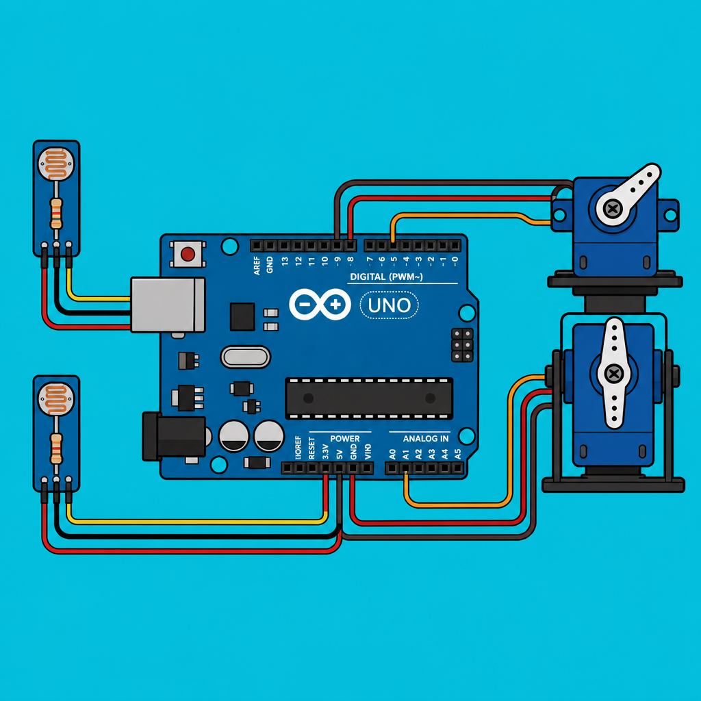 Arduino Uno LDR Solar Tracker: Dual-Axis Light Following | ShillehTek