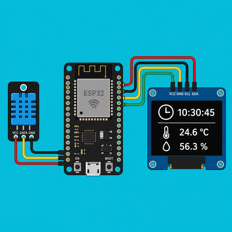 ESP32 OLED DHT: Build an Internet-Synced Clock | ShillehTek
