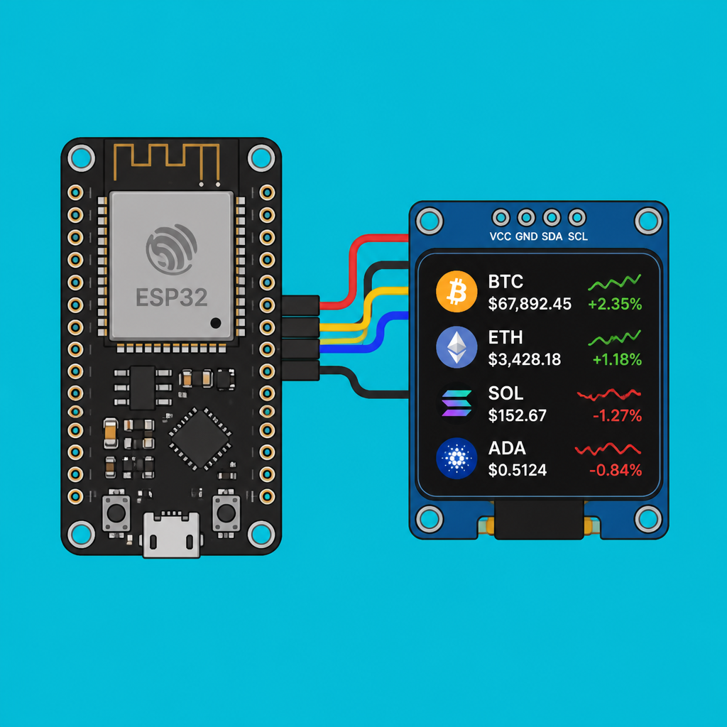 ESP32 OLED (SSD1306): Live Crypto Price Ticker | ShillehTek