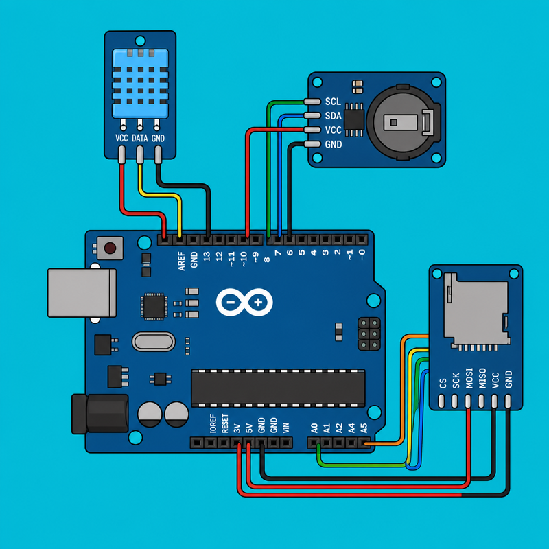 Arduino Uno DHT11: SD Data Logger with Timestamps | ShillehTek