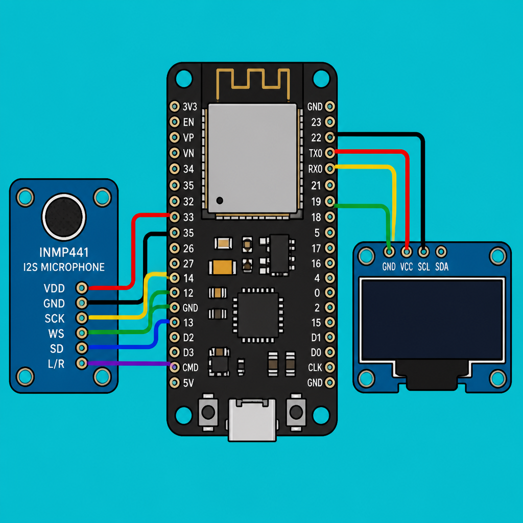 ESP32 INMP441 I2S Mic: Calibrated dB Meter on OLED | ShillehTek