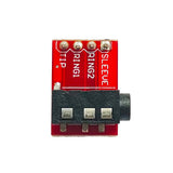 Front view of red ShillehTek 3.5mm Stereo Audio Jack Breakout Board Pro Module