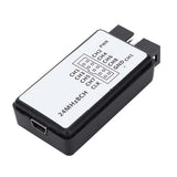 24MHz eight-channel USB logic analyzer angled view with Mini-B USB port and channel pinout label