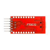 Bottom side of ShillehTek FT232RL Mini USB to TTL Serial Converter circuit board with FTDI232 label