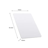 Dimension diagram for white AA132 RFID smart card showing 85.5mm by 54mm and 0.8mm thickness