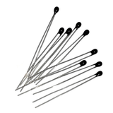 Set of 10K NTC thermistor temperature sensors with black epoxy coating and long metal leads