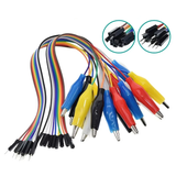 30cm 10-pin alligator clip cables with female Dupont connectors in multiple colors for electronics projects