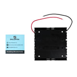 Black 4 x 18650 battery holder box with red and black wires without cover shown from back