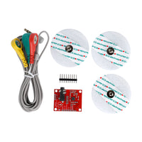 ShillehTek AD8232 ECG Module kit with colored electrode cables and adhesive pads