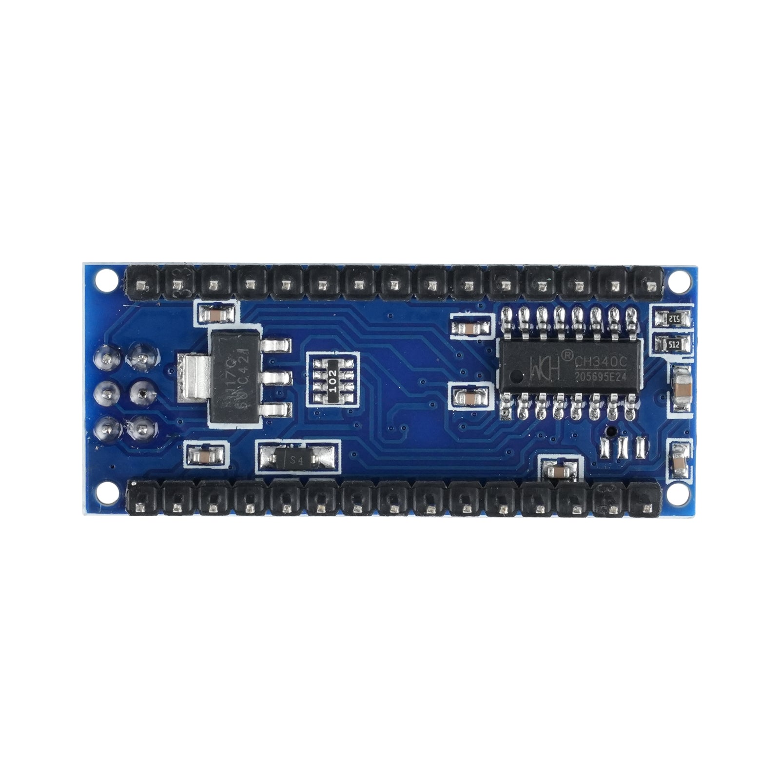 Bottom side components view of Arduino Nano V3.0 ATmega328P Type-C board