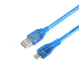 ShillehTek Micro USB Cable 0.5m showing USB and Micro USB blue translucent connectors
