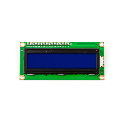 ShillehTek LCD1602 16x2 LCD display module with blue screen close-up