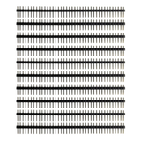 Ten ShillehTek 1x40 male pin headers aligned horizontally with black insulation
