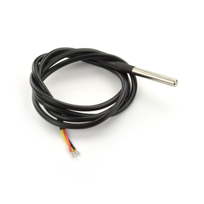 ShillehTek DS18B20 waterproof digital temperature sensor probe with coiled black cable