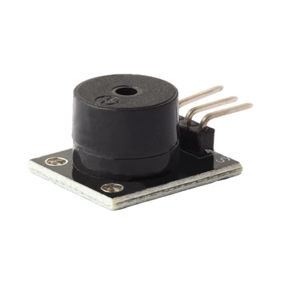 ShillehTek KY-006 buzzer on black board showing side pins and mounting holes