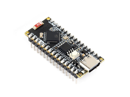 angled close-up of ESP32-S3 Nano Dev Board with USB-C port and pins